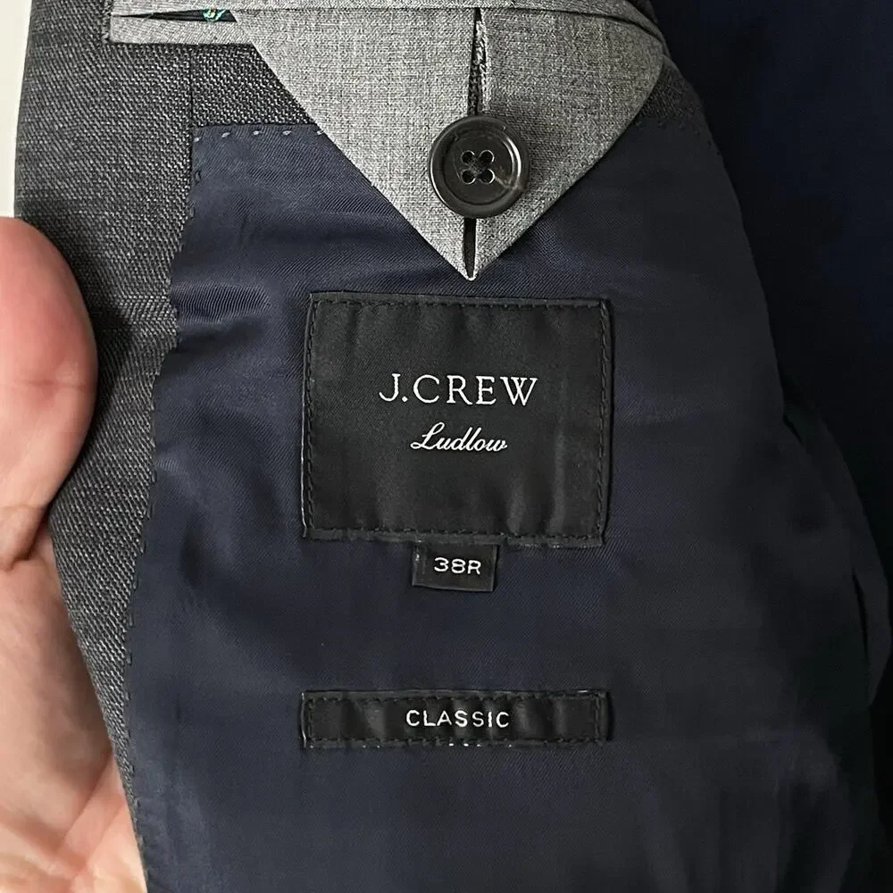 J Crew Ludlow 38R Charcoal Gray Blazer Tollegno 1900 Stretch Wool Classic Fit